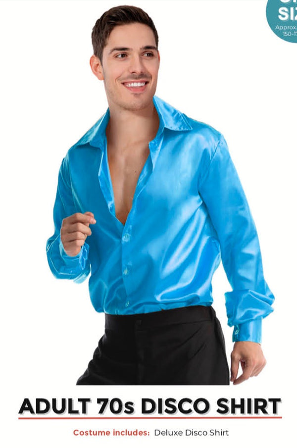 Mens Disco Shirt Blue-ONE SIZE